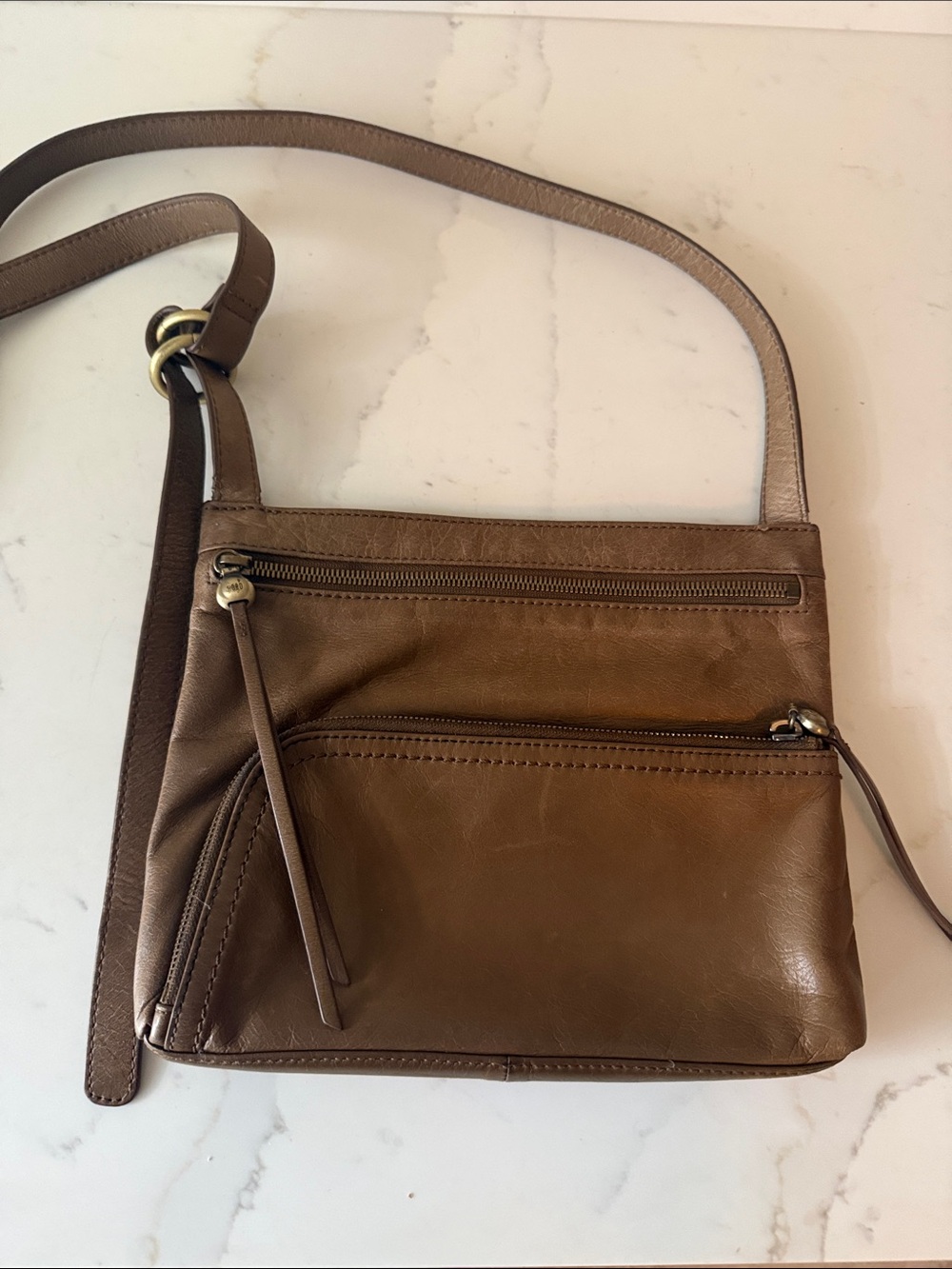 HOBO Cassie Crossbody Beige Leather Bag FLAW
